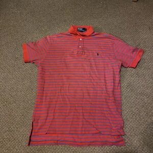 Polo by Ralph Lauren Orange and Blue Striped Polo Shirt